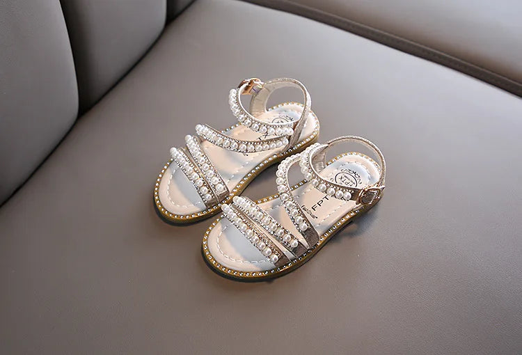 Girl Sandals Summer Fashion Kids Baby Girls Bling Rhinestone Princess Single Sandals For Little Big Girl's Shoes