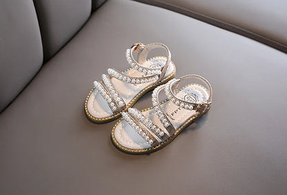 Girl Sandals Summer Fashion Kids Baby Girls Bling Rhinestone Princess Single Sandals For Little Big Girl's Shoes