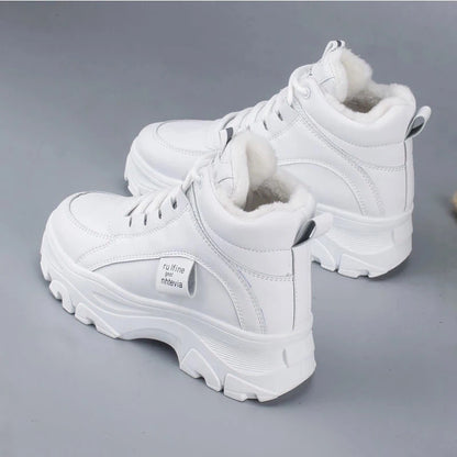 Women's casual sneakers; winter sneakers with plush fur; warm women's shoes; women's shoes with lacing women's shoes on Fashion