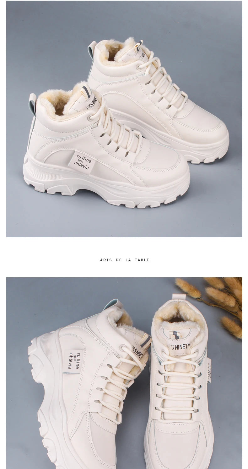 Women's casual sneakers; winter sneakers with plush fur; warm women's shoes; women's shoes with lacing women's shoes on Fashion