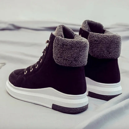 Women's casual sneakers; winter sneakers with plush fur; warm women's shoes; women's shoes with lacing women's shoes on Fashion