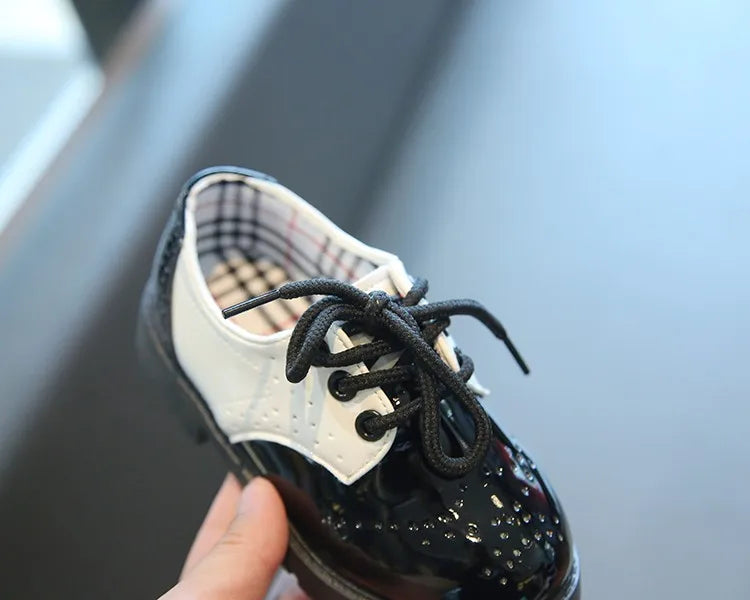 Children's Leather Shoes Round Toe Lace-up Elegant Spring Soft Comfy Baroque Style Kids Casual Shoe Boys Girls Flat Shoes