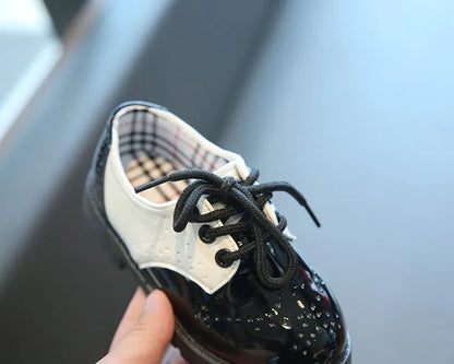 Children's Leather Shoes Round Toe Lace-up Elegant Spring Soft Comfy Baroque Style Kids Casual Shoe Boys Girls Flat Shoes