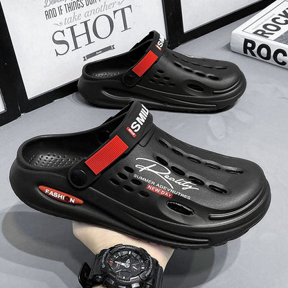 Summer Thick Bottom Shit Feeling Plus Size Closed-toe Slippers Men (Available)