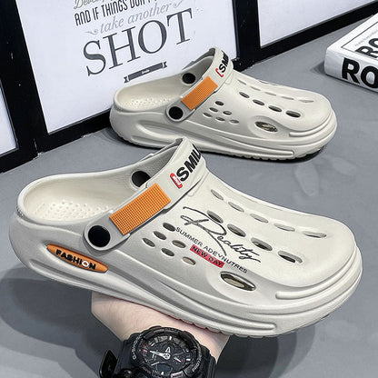 Summer Thick Bottom Shit Feeling Plus Size Closed-toe Slippers Men (Available)