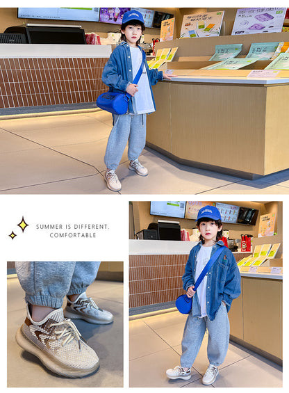 Children's Coconut Shoes Autumn Styles Boys Sneakers Breathable Mesh Shoes Fly Weaving Girls Casual Shoes Soft Sole baby