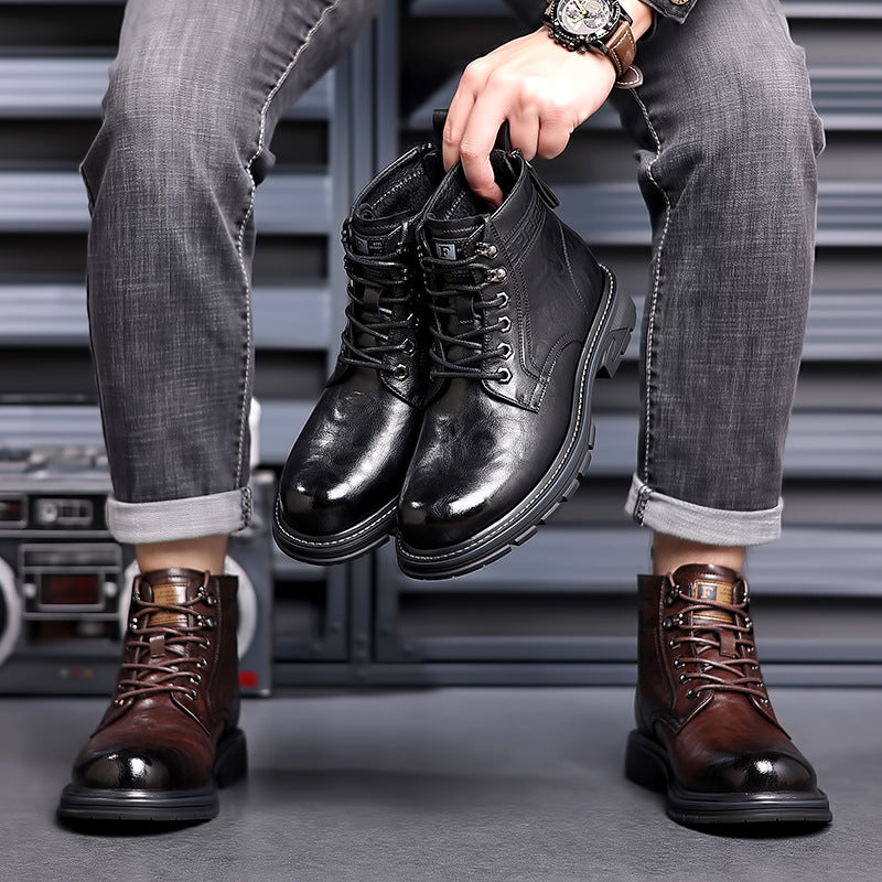 British Style All-matching Work Clothes Ankle Boots Fashion Haulage Motor Leather Boots[Available]