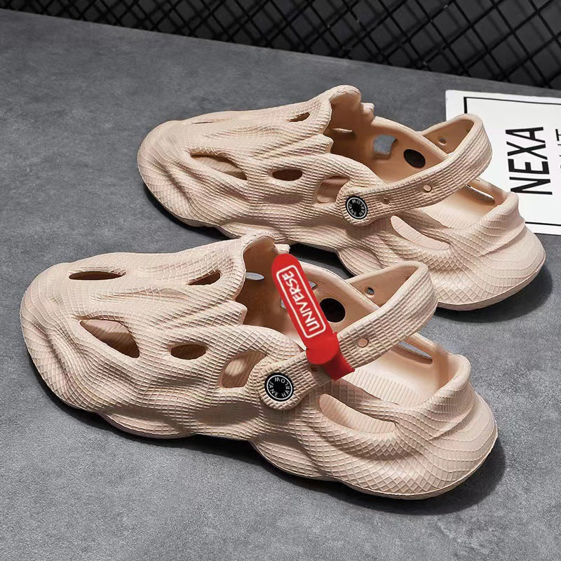 Coconut Slippers Couple Summer Dual-use Closed Toe Beach Hole Shoes (Available)