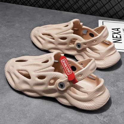 Coconut Slippers Couple Summer Dual-use Closed Toe Beach Hole Shoes (Available)