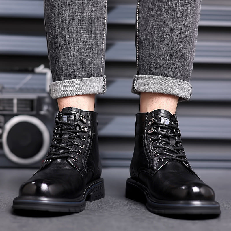 British Style All-matching Work Clothes Ankle Boots Fashion Haulage Motor Leather Boots[Available]