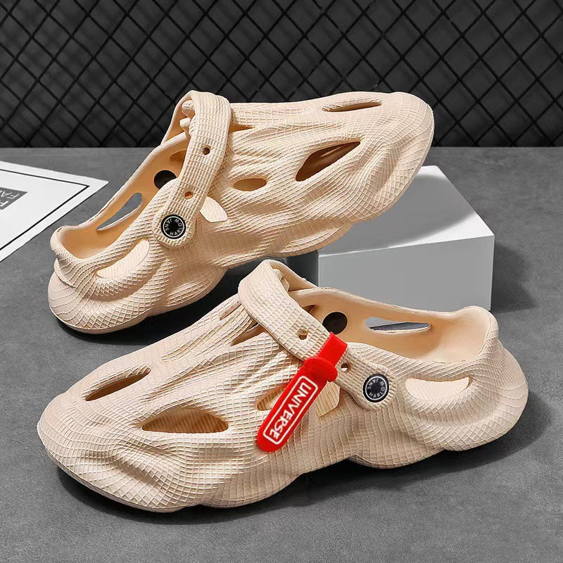 Coconut Slippers Couple Summer Dual-use Closed Toe Beach Hole Shoes (Available)