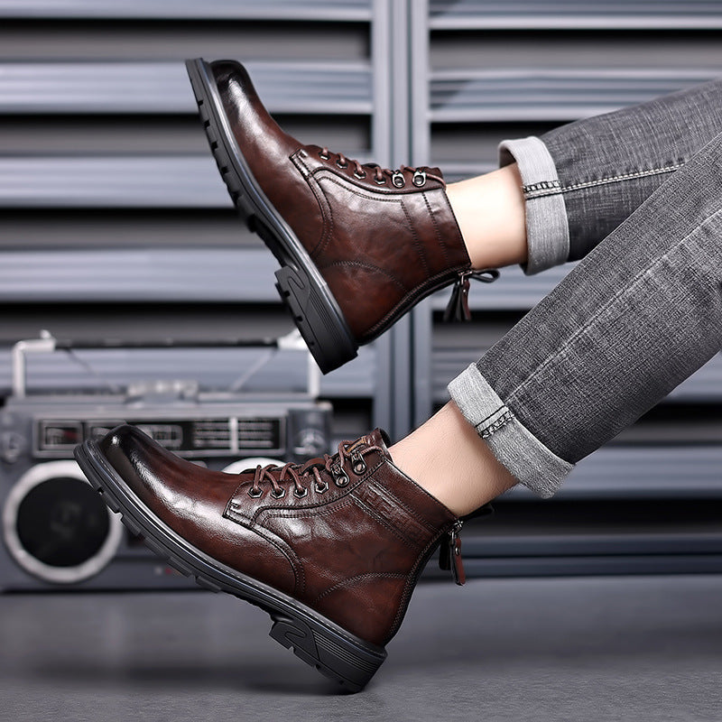 British Style All-matching Work Clothes Ankle Boots Fashion Haulage Motor Leather Boots[Available]