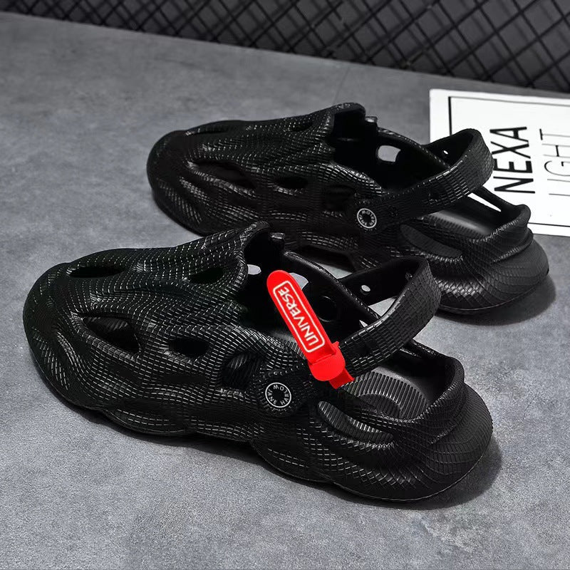 Coconut Slippers Couple Summer Dual-use Closed Toe Beach Hole Shoes (Available)