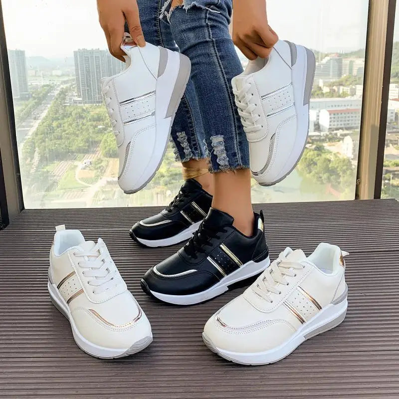 Women's White Wedge Sneakers Non Slip Comfortable Sports Shoes for Women Casual Outdoor Vulcanized Shoes Woman Walking Trainers