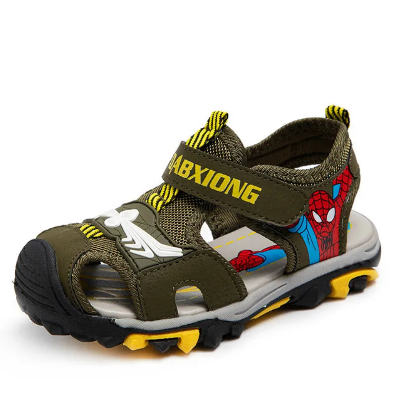 New Summer Kids Boys Sandals Closed Toe Cartoon Spiderman Shoes Orthopedic Sport Pu Leather Soft Baby Girls Beach Shoes Children