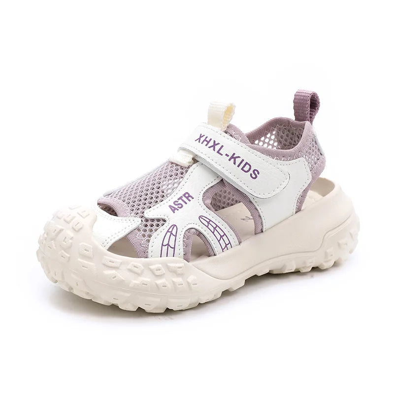 Boys and Girl's Casual Sandals Anti Kick Closed-toe Kid's Beach Shoes Summer Mesh Breathable Children's Sports Sandals