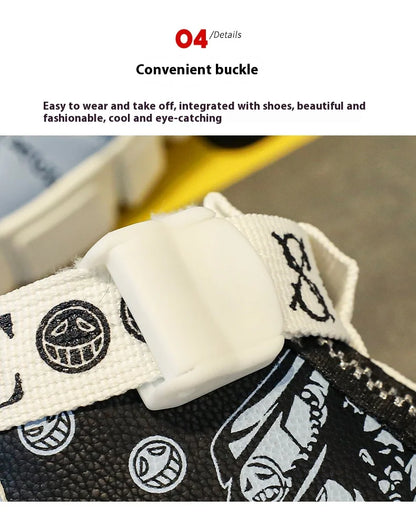 Boys' high-top sneakers Autumn new style children's sports shoes Buckle student soft-soled fleece casual shoes