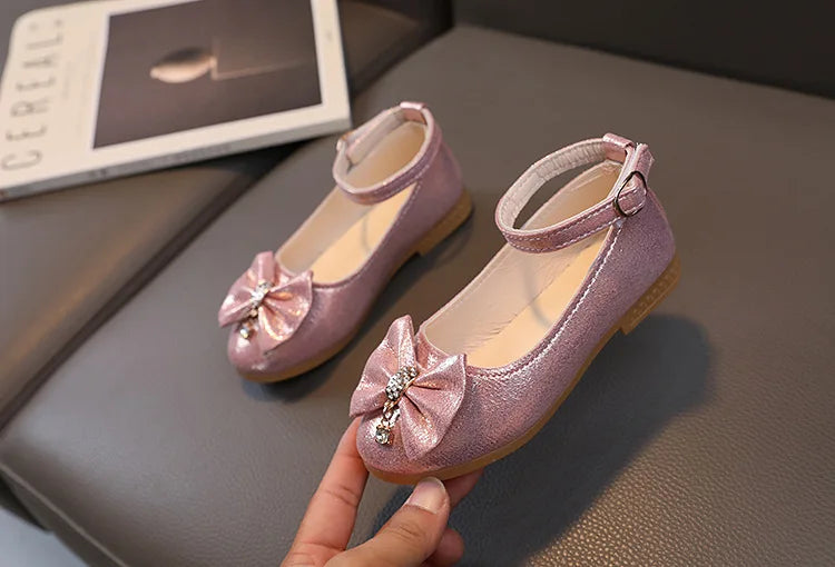 Girls Summer Versatile Rhinestone Fine Glitter Shoes Children Korean Version Bow Princess Sandals Girl Fashion Show Casual Shoes