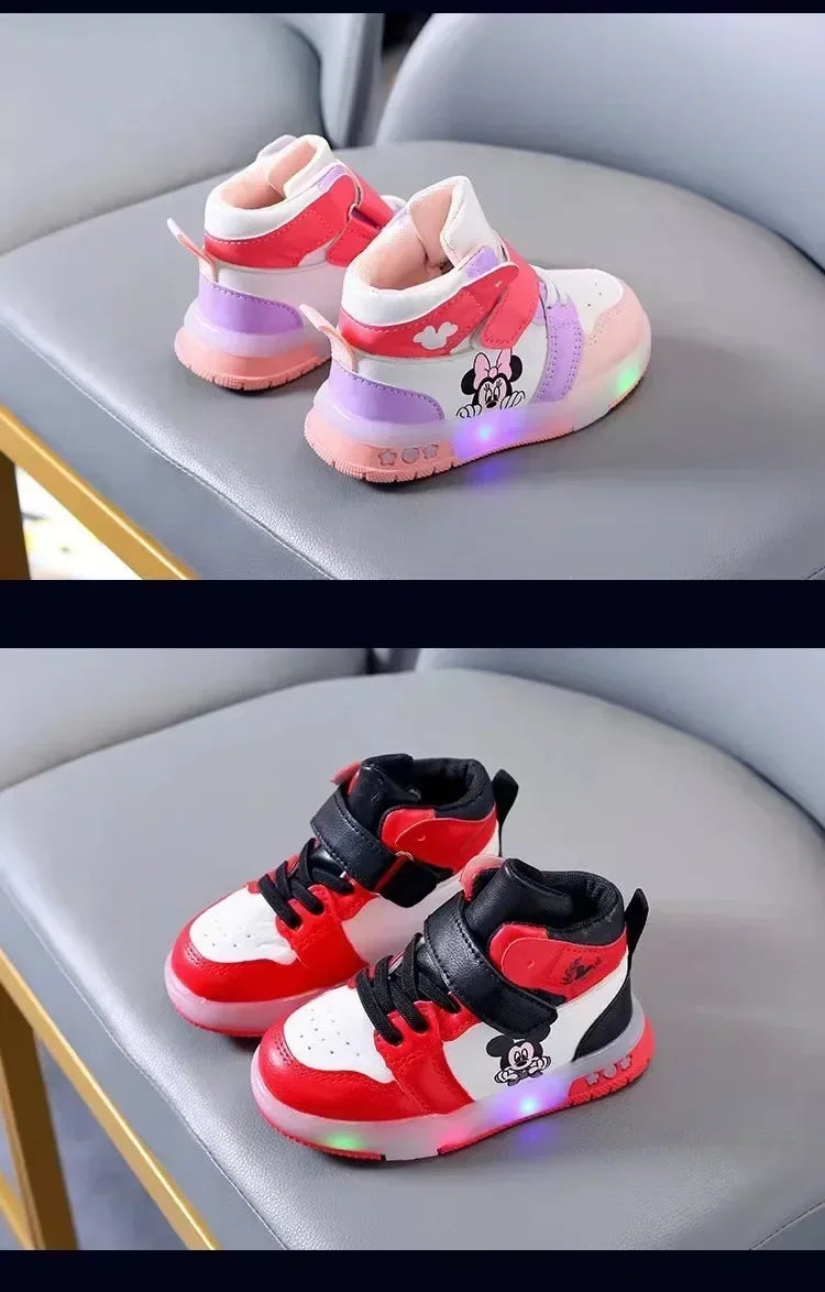 Cute Minnie Mickey Cartoon Led Lighted Shoes for Boys Girls Luminous Shoes Toddler Flash Lights
