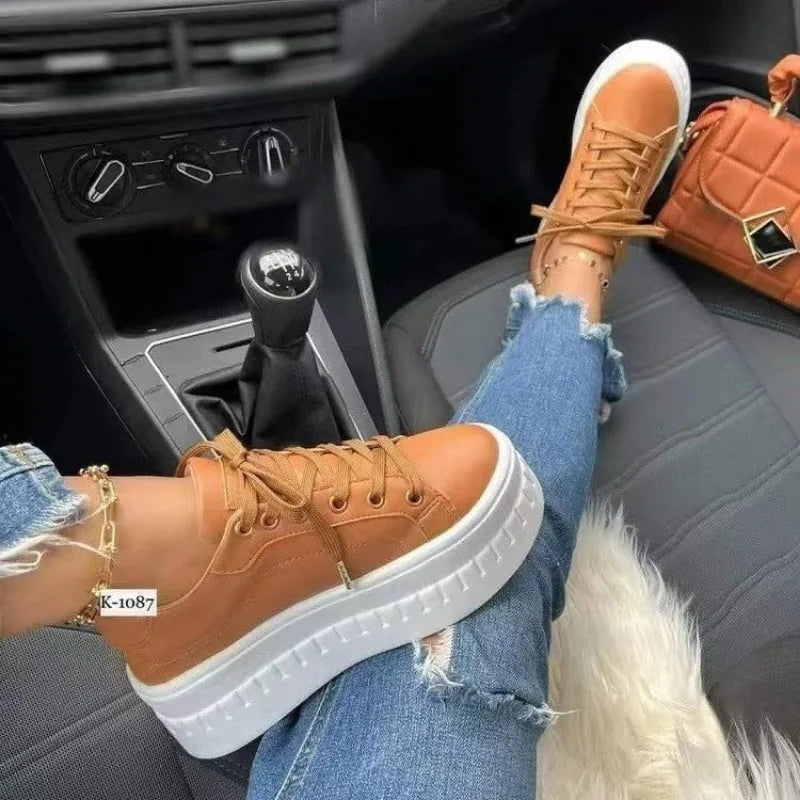 Sneakers for Women's 2024 New Fall Outdoor Fashion Tennis Lace Up Canvas Casual Walking Breathable Vulcanized Shoes Plus Size 43