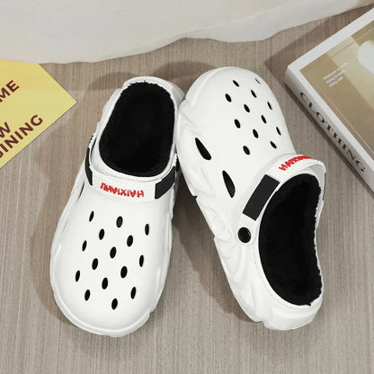 Winter Warm Home Slippers Men Waterproof Fur Clogs Slippers Garden Slippers Fuzzy Plush Slippers Bedroom Shoe For Indoor Outdoor (Available)