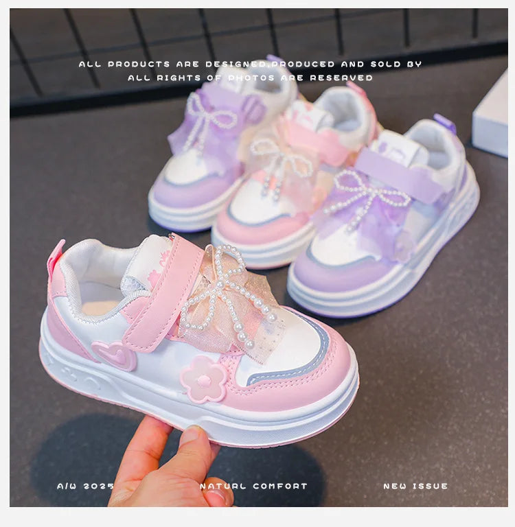 Girls Athletic Shoes Lightweight Princess Casual Sneakers Non Slip Soft Sole Toddler Kids School Tennis Fashion Shoes for Girls