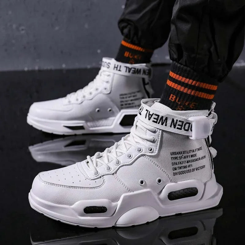 Mens Casual Sneakers High-tops Sneakers Trendy Boys Basketball Sports Tennis Shoes Outdoor Off-road Shoes Couple Sneakers