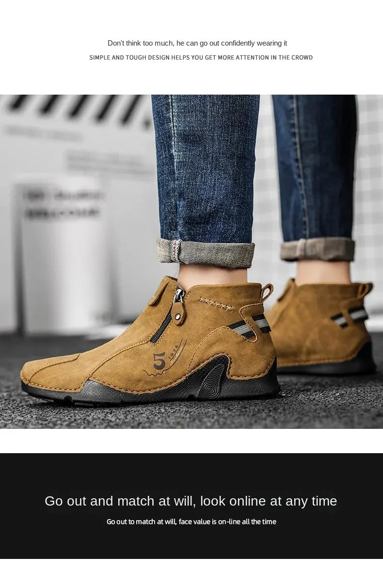 Sneakers Men Casual Shoes Outdoor Anti Slip Man Ankle Boots High Quality Sneakers Man Flat Bottomed Short Boots Shoes for Men