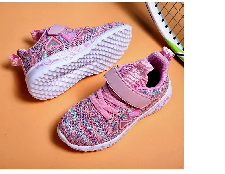 Girls Casual Shoes Children Light Mesh Sneakers Kids Summer Autumn Tenis Cute Sport Cartoon Running Sock Footwear Female