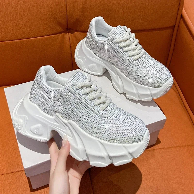 Shoes for Women New Shiny Rhinestone Women's Sneakers Shoes Autumn Korean Fashion Thick Sole Sports Shoes Zapatos De Mujer
