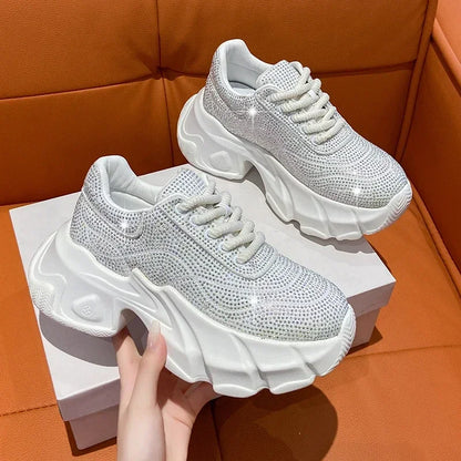 Shoes for Women New Shiny Rhinestone Women's Sneakers Shoes Autumn Korean Fashion Thick Sole Sports Shoes Zapatos De Mujer