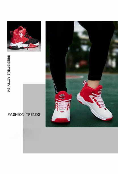 Children Basketball Shoes for Boys Girls Kids Teenagers Breathable Non-slip Lace Up Indoor Outdoor Training Sneakers Tennis Shoe