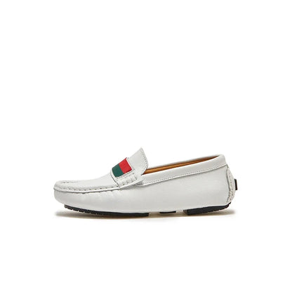 Boys Leather Shoes Black White for School Party Wedding Kids Formal Flats Loafers Slip-on Soft Loafers Children Moccasins 26-37
