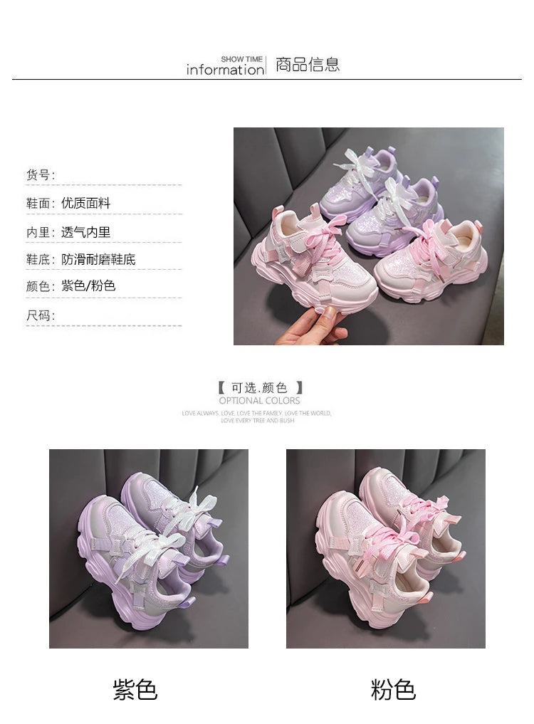 Fashion Versatile Sneakers for Girls 2026 New Autumn Toddler Running Shoes Soft Sole All-day Comfort Kids School Sports Sneakers