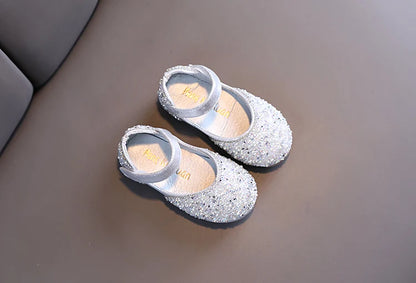 Girl's Princess Shoes Summer Glimmer Round Toe Party Dance Flat Shoe for Girls Spring Size 21-36 Infant Children Mary Janes