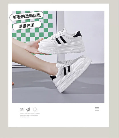 White Sneakers for Women Versatile Thick-Soled Height-Increasing Summer Height-Increasing Sports Casual Board Shoes