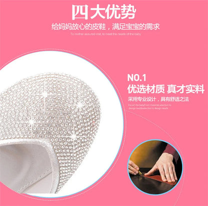 Girls Wedding Shoes Glitter New Brand Flat Heels Children Princess Sandals Dance Kids Fashion Party Shoes with Pearl
