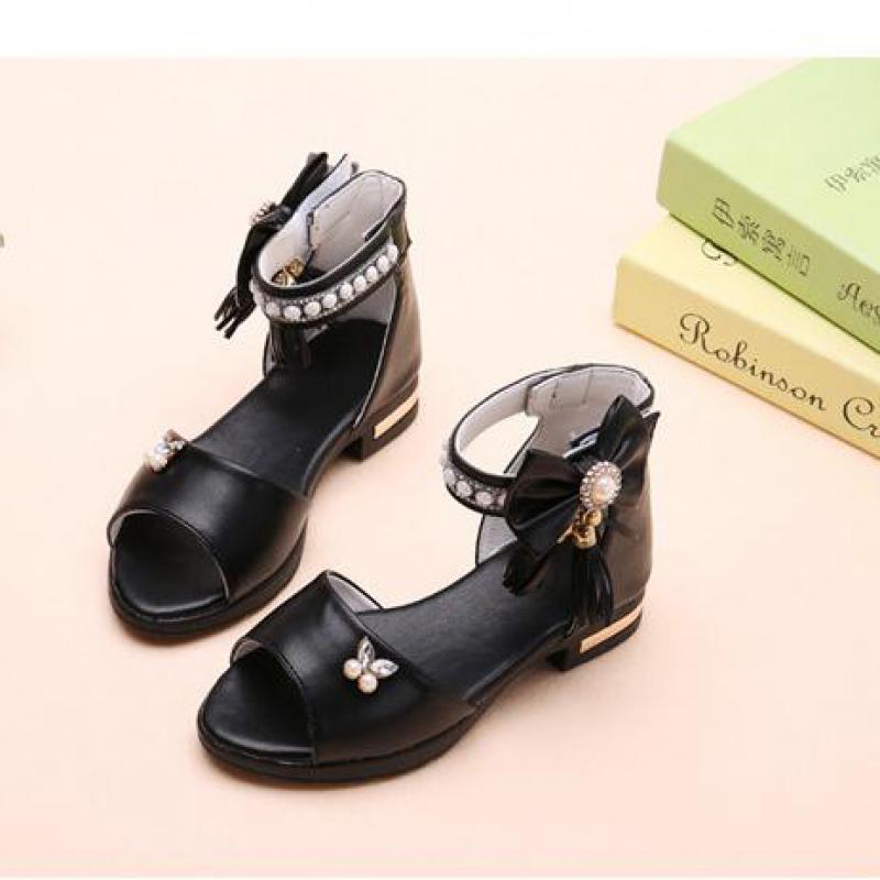 Kids Bow Sandals Children Girls Summer Cute Sandals Beach Sandals Princess Fashion High Heels Tassel School Shoes