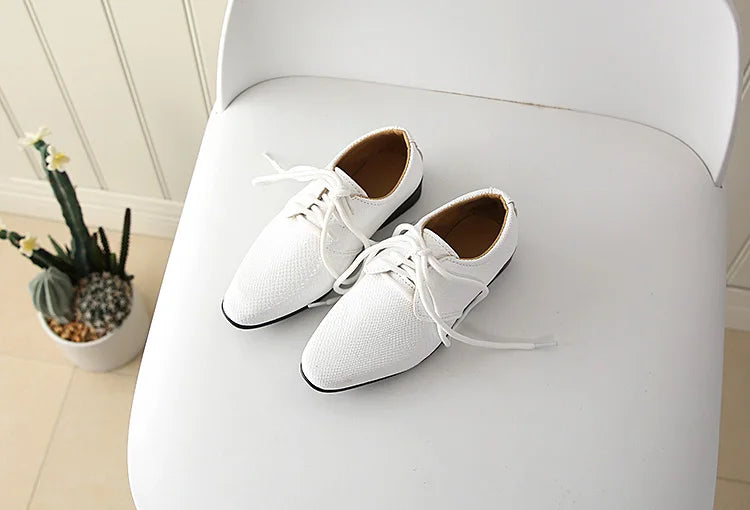 Iawesome Boys Leather Shoes Kids Flats Lace-up Children's Wedding Shoes For Toddlers Boy Big Boys Fashion For Performance