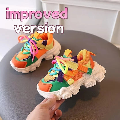 Girls & Boys Casual Sneakers Soft Sole Sports Shoes For Child Autumn colorful