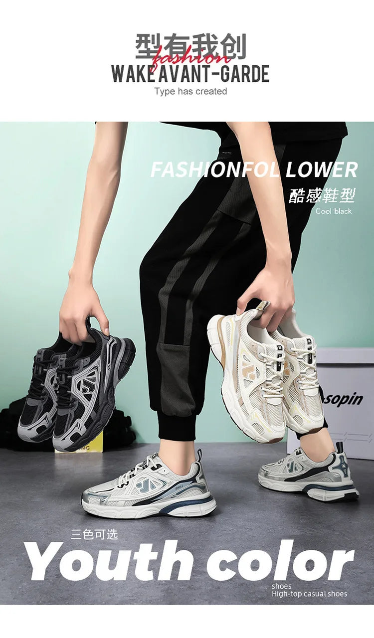 Men's Sneakers Fashion Breathable Sports Shoes Outdoor Running Shoes for Men Lace Up Platform Training Sneakers Tenis Masculino