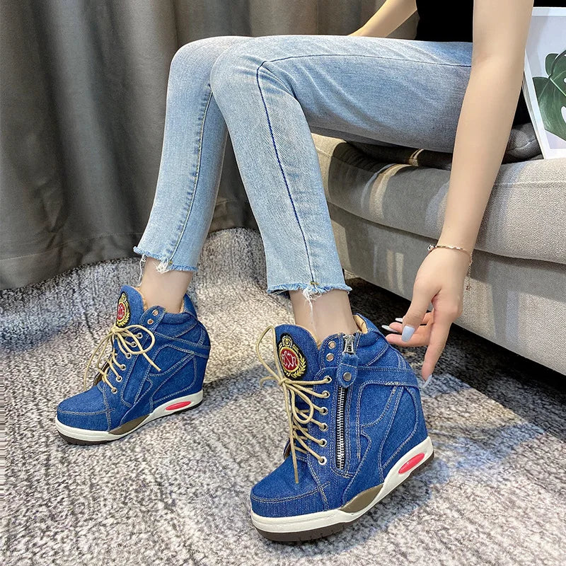 Shoes Womens Sneakers with Platform Woman Shoe Luxury Wedge Heel Basket Autumn Winter Thick Fashion High Casual Running Low help