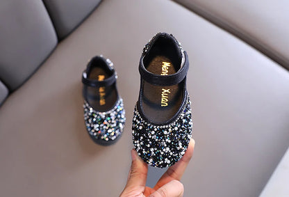 Girl's Princess Shoes Summer Glimmer Round Toe Party Dance Flat Shoe for Girls Spring Size 21-36 Infant Children Mary Janes