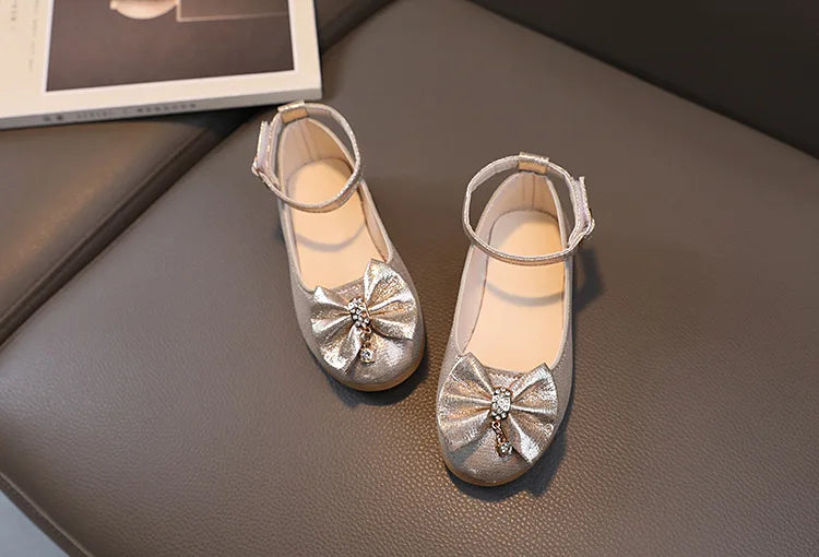 Girls Summer Versatile Rhinestone Fine Glitter Shoes Children Korean Version Bow Princess Sandals Girl Fashion Show Casual Shoes
