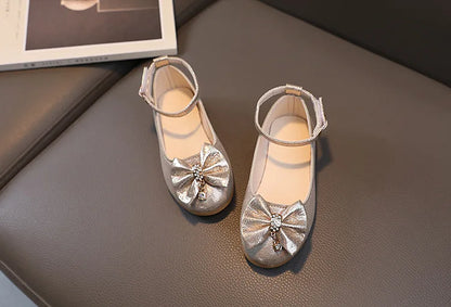 Girls Summer Versatile Rhinestone Fine Glitter Shoes Children Korean Version Bow Princess Sandals Girl Fashion Show Casual Shoes