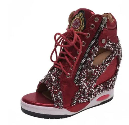Shoes Womens Sneakers with Platform Woman Shoe Luxury Wedge Heel Basket Autumn Winter Thick Fashion High Casual Running Low help