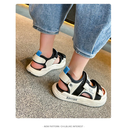 New Hot Sales Black Beige Soft Boys Girls Beach Shoes Casual Non-slip Kids Baby Sports Sandals