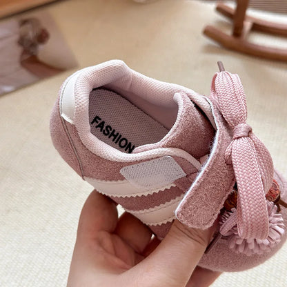 Girls Casual Sneakers Autumn New Toddler Flat Shoes Flower Children Retro Classic Fashion Non-slip Kids Running Sport Shoes