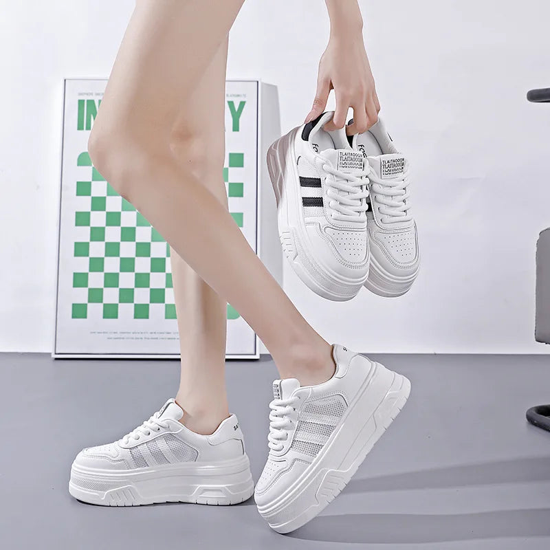 White Sneakers for Women Versatile Thick-Soled Height-Increasing Summer Height-Increasing Sports Casual Board Shoes