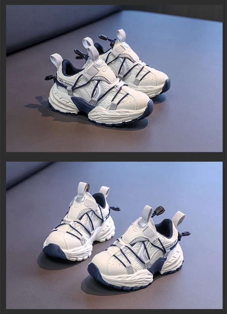 Boys Running Shoes Handsome Trendy Children Sneakers Mesh Breathable 2025 New Fashion Kids Sports Shoes Non-slip Thick Soft Sole